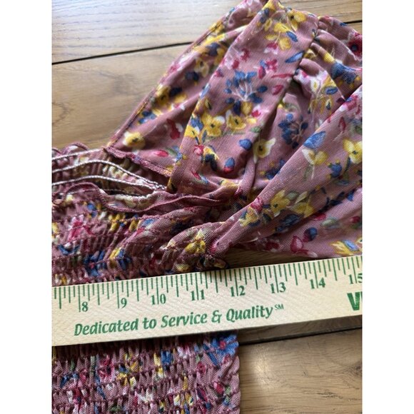 LuLu's Women Blouse Size Small Floral Crop Top Long Sleeve Stretch Sexy Party - Picture 5 of 10